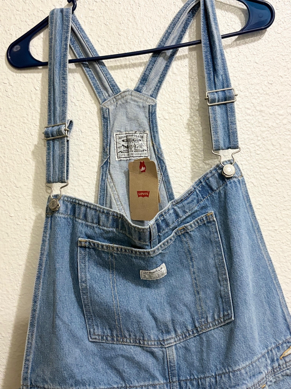 Levi's Light Blue Denim Short Overalls - Picture 2 of 3